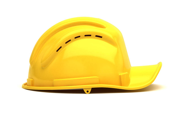 Sombrero de construcción amarillo aislado en blanco
 - Foto, Imagen