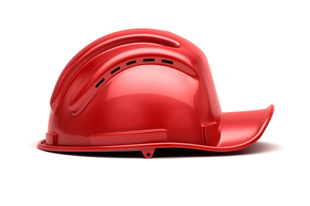 Red construction hat isolated on white - Photo, Image