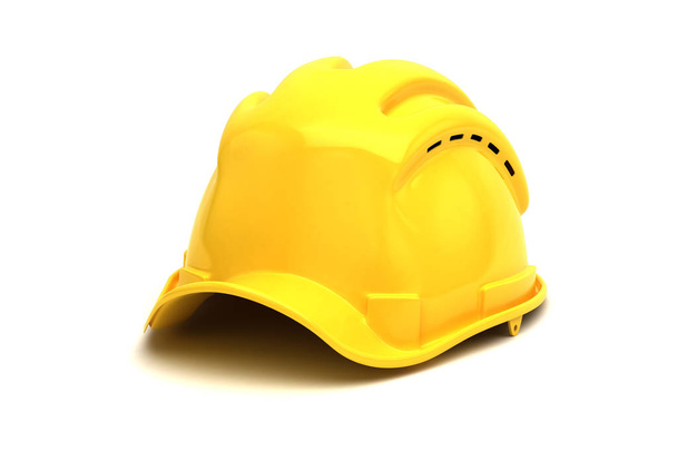 Chapeau de construction jaune isolé sur blanc
 - Photo, image