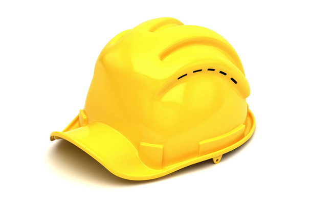 Gele bouw hoed geïsoleerd op wit - Foto, afbeelding
