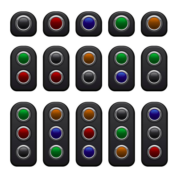Remote Control Panels Set with One, Two and Three Color Buttons. Vector - Вектор, зображення
