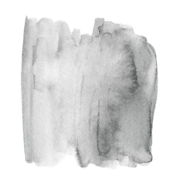Black and white watercolor stain. Abstract hand drawn grey watercolor background - Foto, Imagem