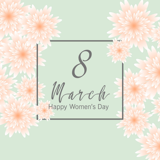 Postcard to March 8, with paper flowers. banners. - Vector, Imagen