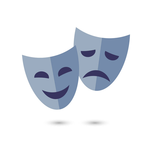 Theater masks, vector icon on white background. - Vector, imagen