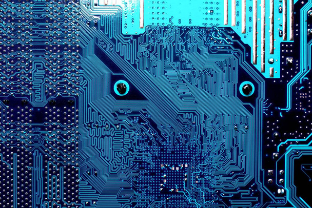 Fundo azul da placa de circuito da placa-mãe do computador - Foto, Imagem