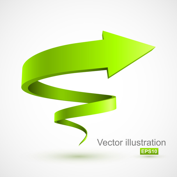 Green spiral arrow 3D - Vektori, kuva