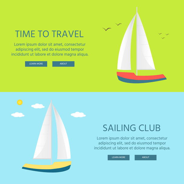 Nautical vehicles: sail boat, ship, vessel, luxury yacht, speedb - Wektor, obraz