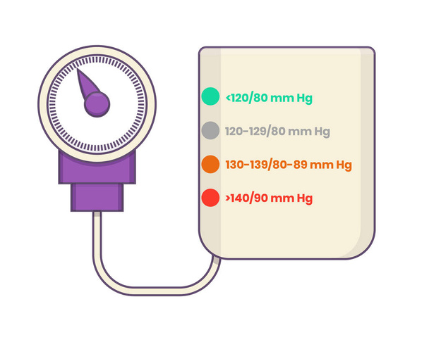 Hypertension étapes infographies. Illustration vectorielle du manomètre
 - Vecteur, image