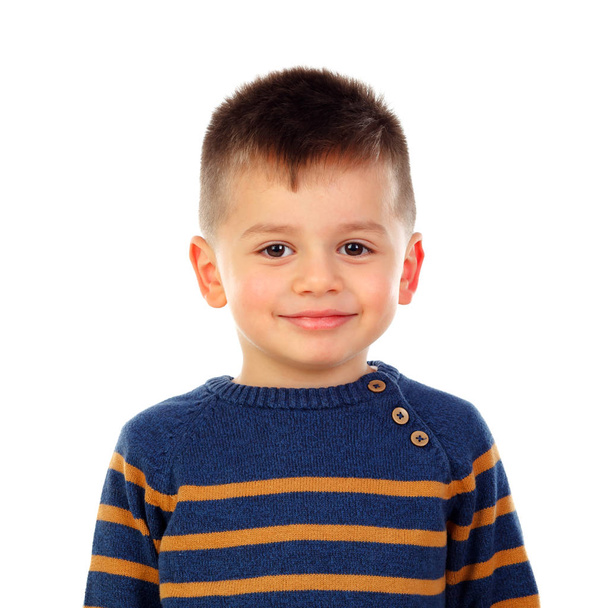cute little boy smiling isolated on white background - 写真・画像