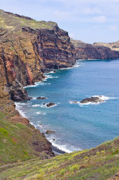 Cliffs of Ponta de Sao Lourenco peninsula, Madeira island, Portugal - Fotoğraf, Görsel