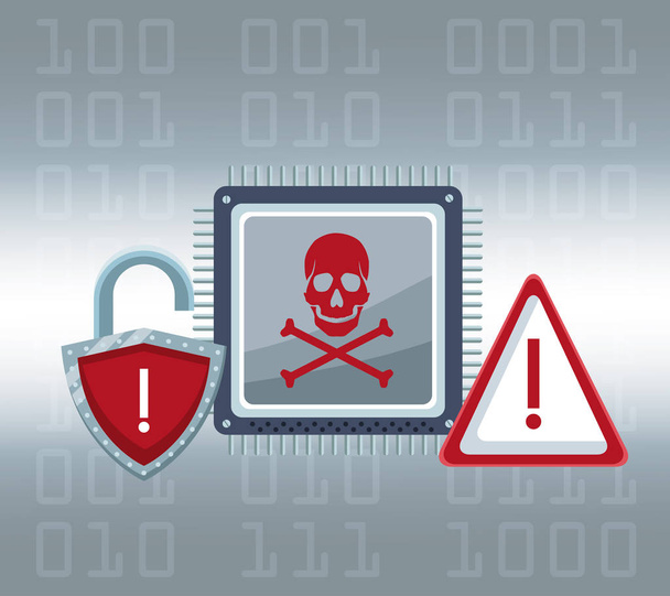 iconos de seguridad cibernética - Vector, imagen