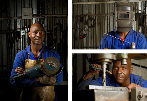 African welder with mask - Фото, изображение