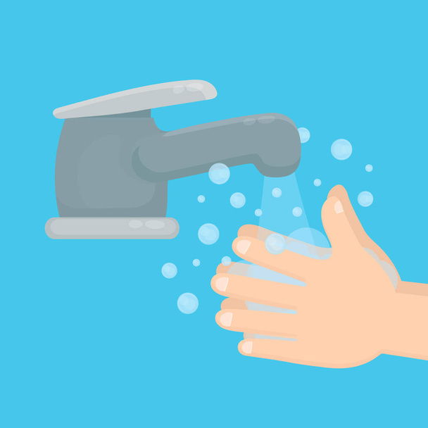 Пара мытья рук с помощью мыла
  - Вектор,изображение