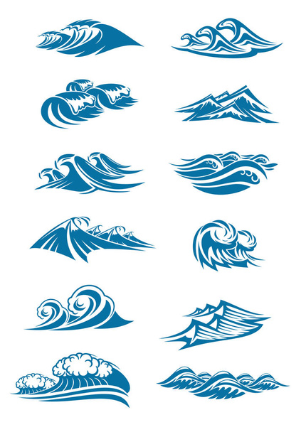 Vector ikonok Béla víz kék hullám Splash hullámok - Vektor, kép