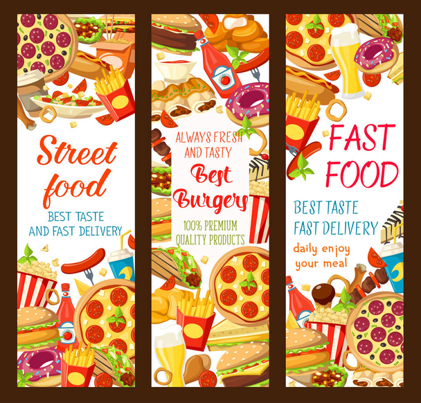 Vector fastfood restaurant menu banners - Vector, afbeelding