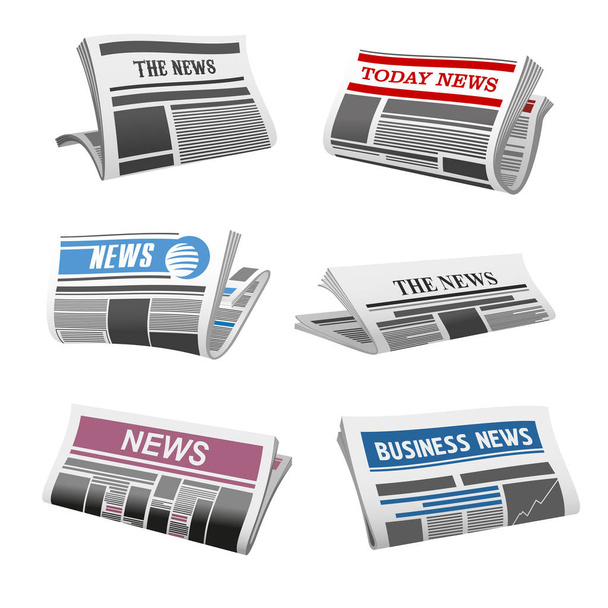 Newspaper daily news vector isolated icons - Vector, Image