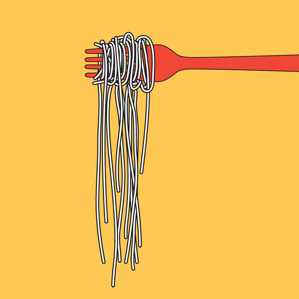  Pasta spaghetti into folk, menu poster, vector illustration - Vector, Image