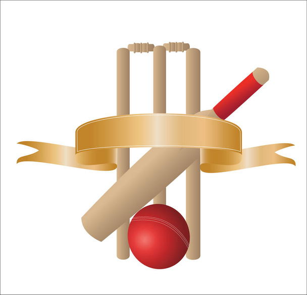 ilustrace z jednoho kriketové pálky s branky a prázdné zlatá b - Vektor, obrázek