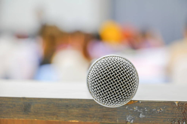 microphone Close up  in conference room :Select focus with shallow depth of field. - Photo, Image