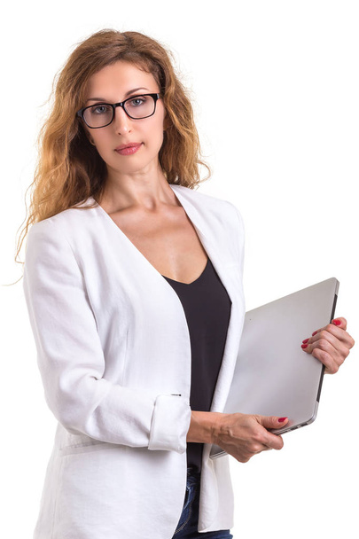 Beautiful caucasian businesswoman wear glasses and using modern  - Foto, Bild
