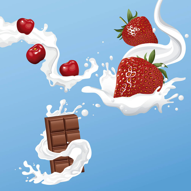 Chocolate and berries flyer - Vector, Image