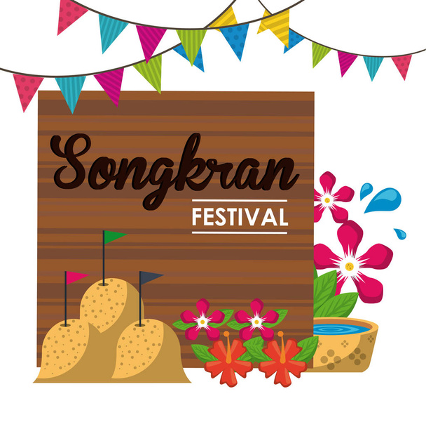 Songkran festivali tasarımı - Vektör, Görsel