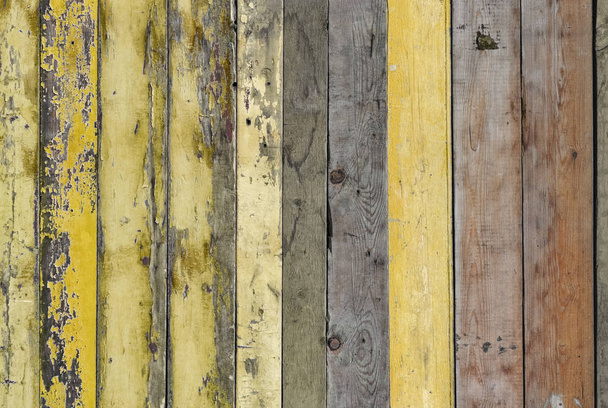old wooden wall, yellow background - Fotoğraf, Görsel