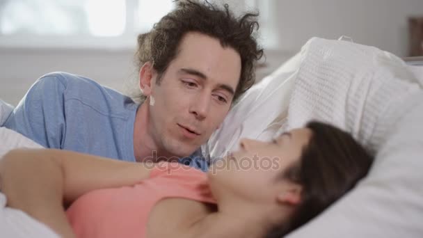 4K Man trying to instigate affections with his partner in bed but has no success - Footage, Video