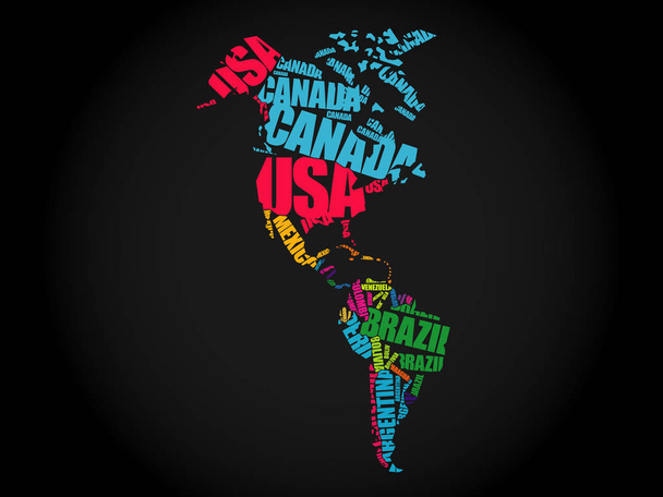 Карта Америки в типографии
 - Вектор,изображение