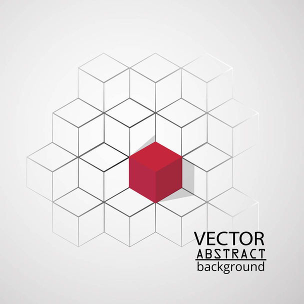 Monochrome geometric cubes and lines on grey background - Vektör, Görsel