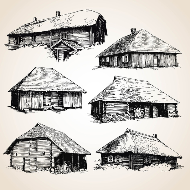 Bâtiments anciens en bois
 - Vecteur, image