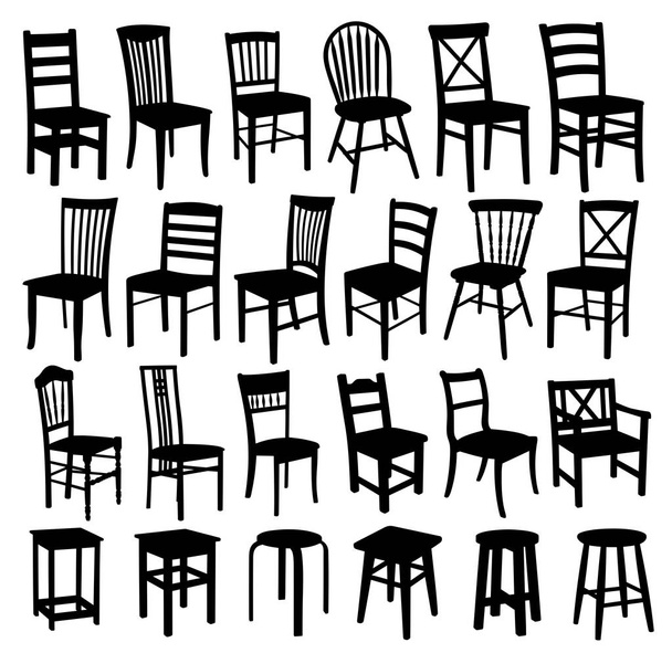 Σύνολο παλιές ξύλινες καρέκλες των διάφορων μορφών. - Διάνυσμα, εικόνα