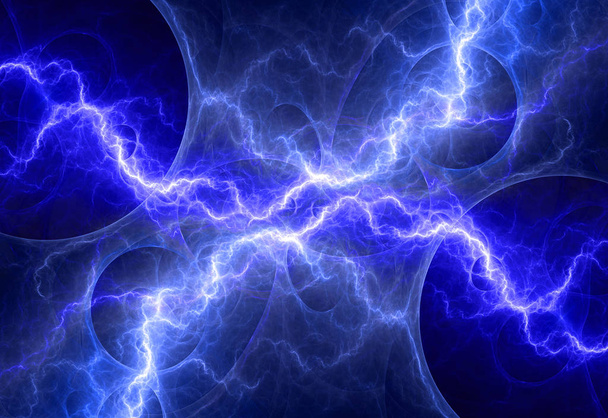 Mavi plazma elektriksel yıldırım, soyut enerji - Fotoğraf, Görsel