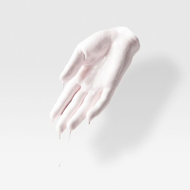 escultura abstrata em forma de braço humano em tinta branca sobre branco
 - Foto, Imagem