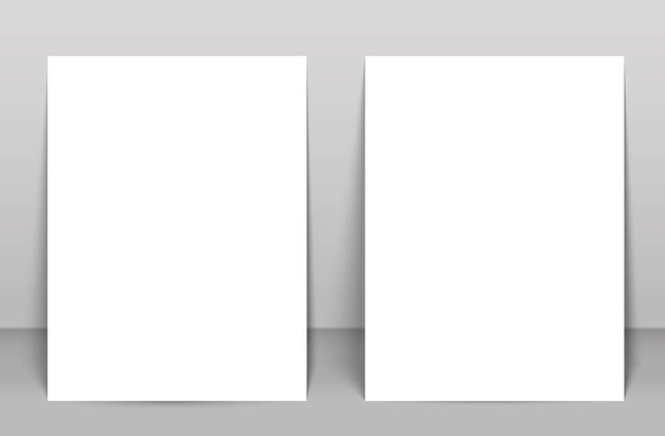 Two Blank poster bi fold brochure mockup cover template - Вектор,изображение