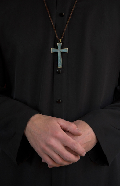Priest, crucifix and hands - Fotó, kép