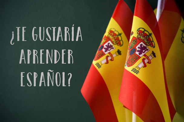 vraag doen u Spaans wilt leren, in het Spaans - Foto, afbeelding