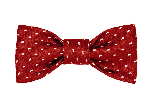 corbata de lazo rojo de moda con patrón paisley blanco aislado sobre fondo blanco
 - Foto, Imagen