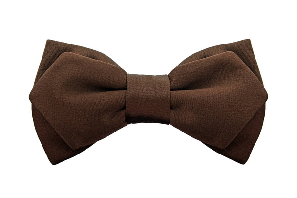 corbata de lazo marrón de moda de dos capas aislada sobre fondo blanco
 - Foto, imagen