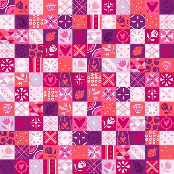 Pink valentine pattern - Vector, Image