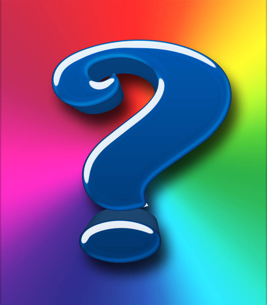 Stock Illustration - Question Mark, 3D Illustration, Isolated against the Multicolored Background
. - Фото, изображение