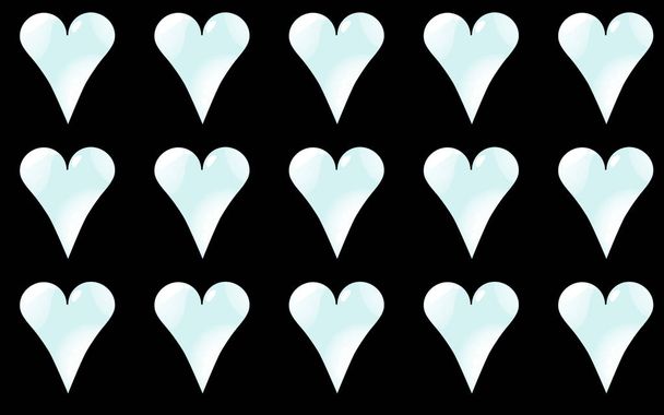 Pattern seamless from cold, light blue, shiny hearts to the day of St. Valentine on a black background. Vector illustration. - Διάνυσμα, εικόνα