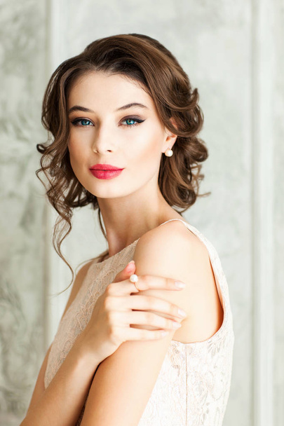 Young beautiful woman in elegant lacy dress  - Photo, image
