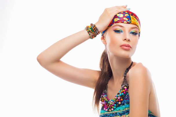 portrait of gorgeous young woman with colorful make-up  - Foto, Bild