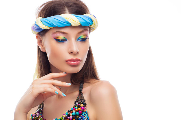 retrato de linda jovem com maquiagem colorida
  - Foto, Imagem
