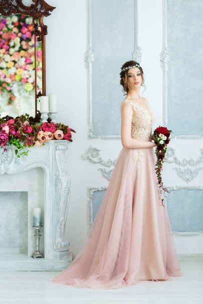 Gorgeous young woman in elegant wedding dress  - Valokuva, kuva