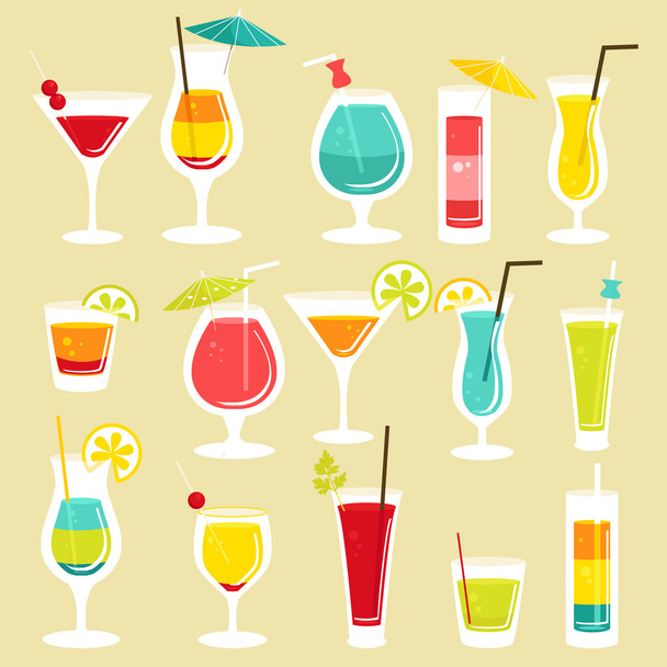 Set of cocktails - Διάνυσμα, εικόνα