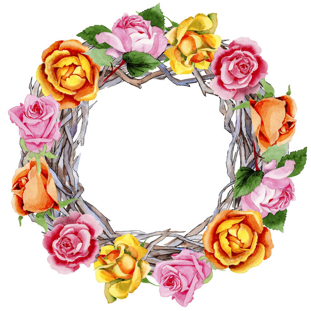 Corona de flores de rosa silvestre en un estilo de acuarela
. - Foto, imagen