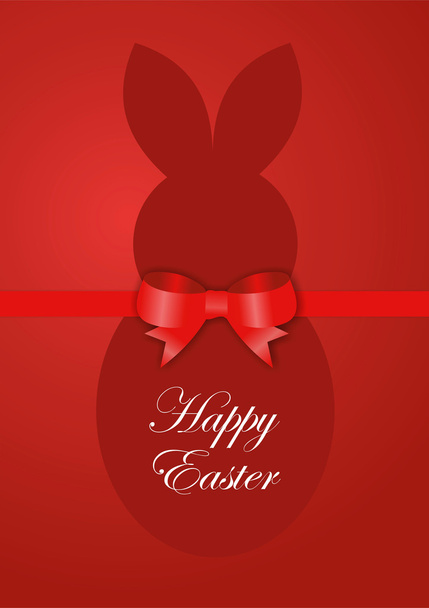 Red Easter bunny card - 写真・画像