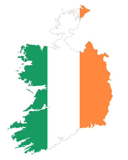 Republic of Ireland flag in country silhouette - Vector, Image
